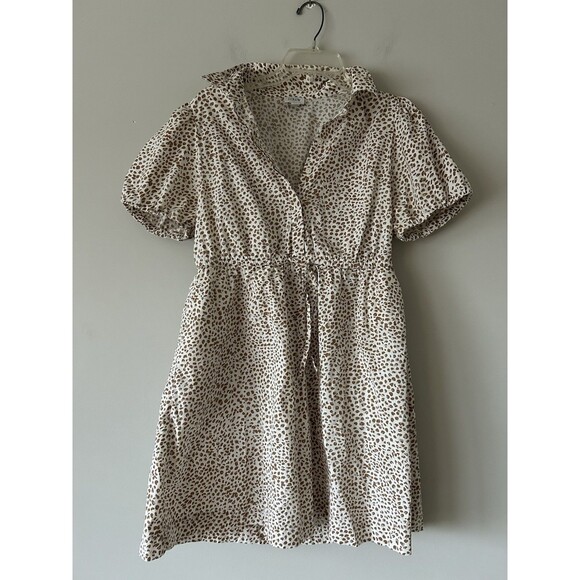 J.CREW Dresses & Skirts - J. Crew Short Sleeve Collared Brown Cheetah Print Mini Dress Career Preppy Sz 8